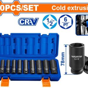 10 Pcs 1/2" deep impact socket set  WMS2D02