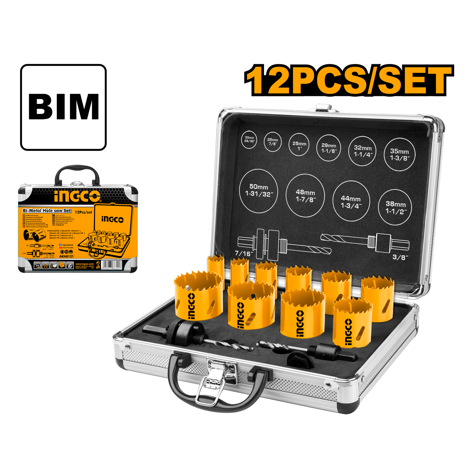AKH0121.png AKH0121 (Bi-metal Hole saw 12 pcs SET - C10) - Image 1
