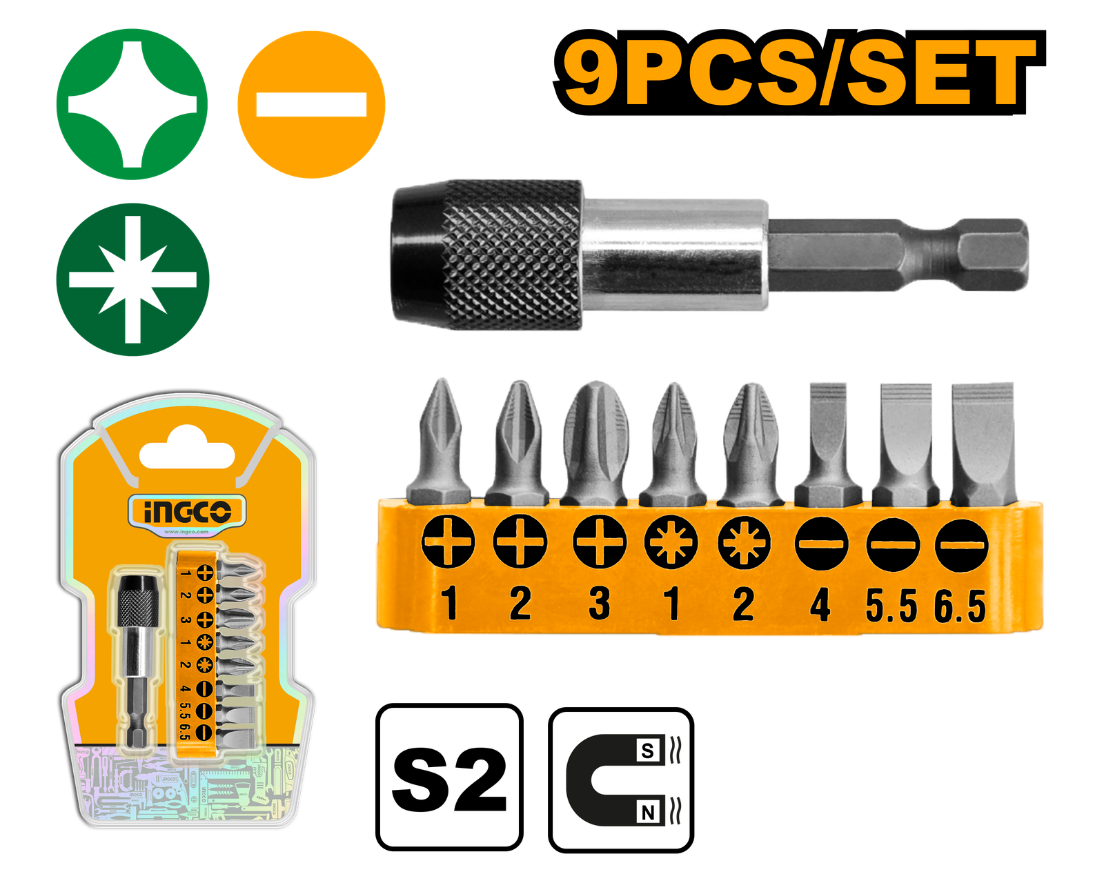 AKSD0071.png AKSD0071 (9pcs Screw Drivers Bits Set - P25) - Image 1