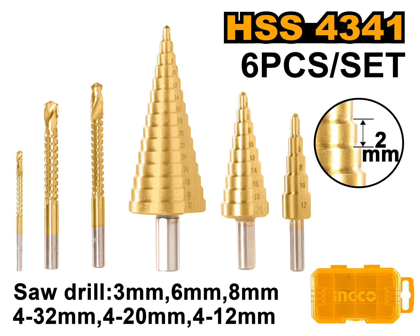 AKSDS2061.png AKSDS2061 (Step drill bit set 6pcs - P15C30) - Image 1