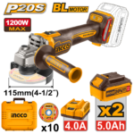 CAGLI2211532 (Cordless angle grinder 20V 4.5" 1200W + 2 Battery - P1C4)