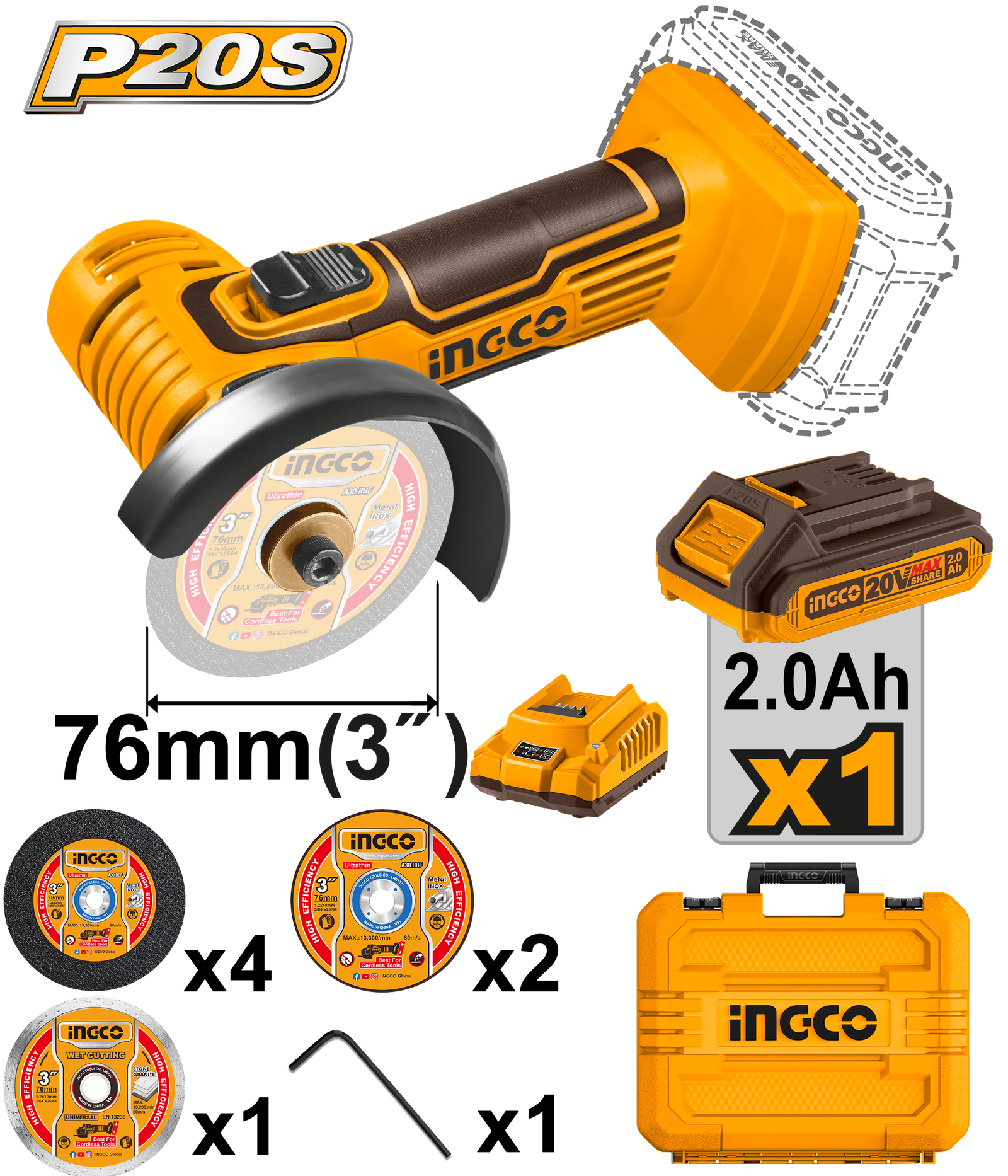 CAGLI76012-1.png CAGLI76012 (Cordless mini cut-off tool 20V 3" - P1C4) - Image 1