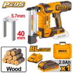 CCSNLI6008 (Cordless crown stapler nailer 20V 40mm + Battery - P1C4)