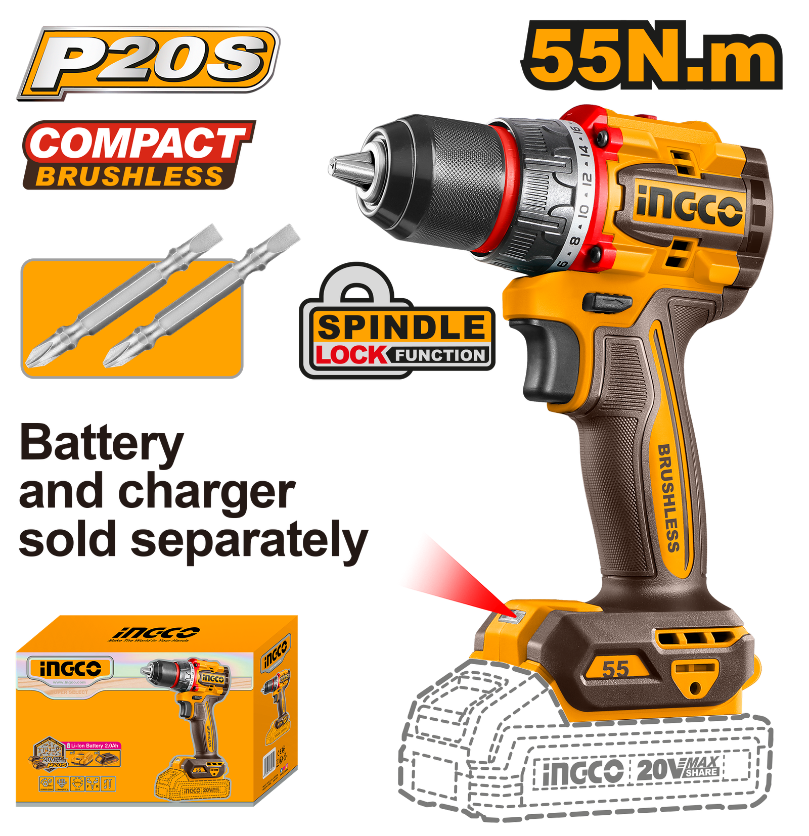 CDLI205581.png CDLI205581 (Cordless Drill 20V 55Nm - P1C5) - Image 1