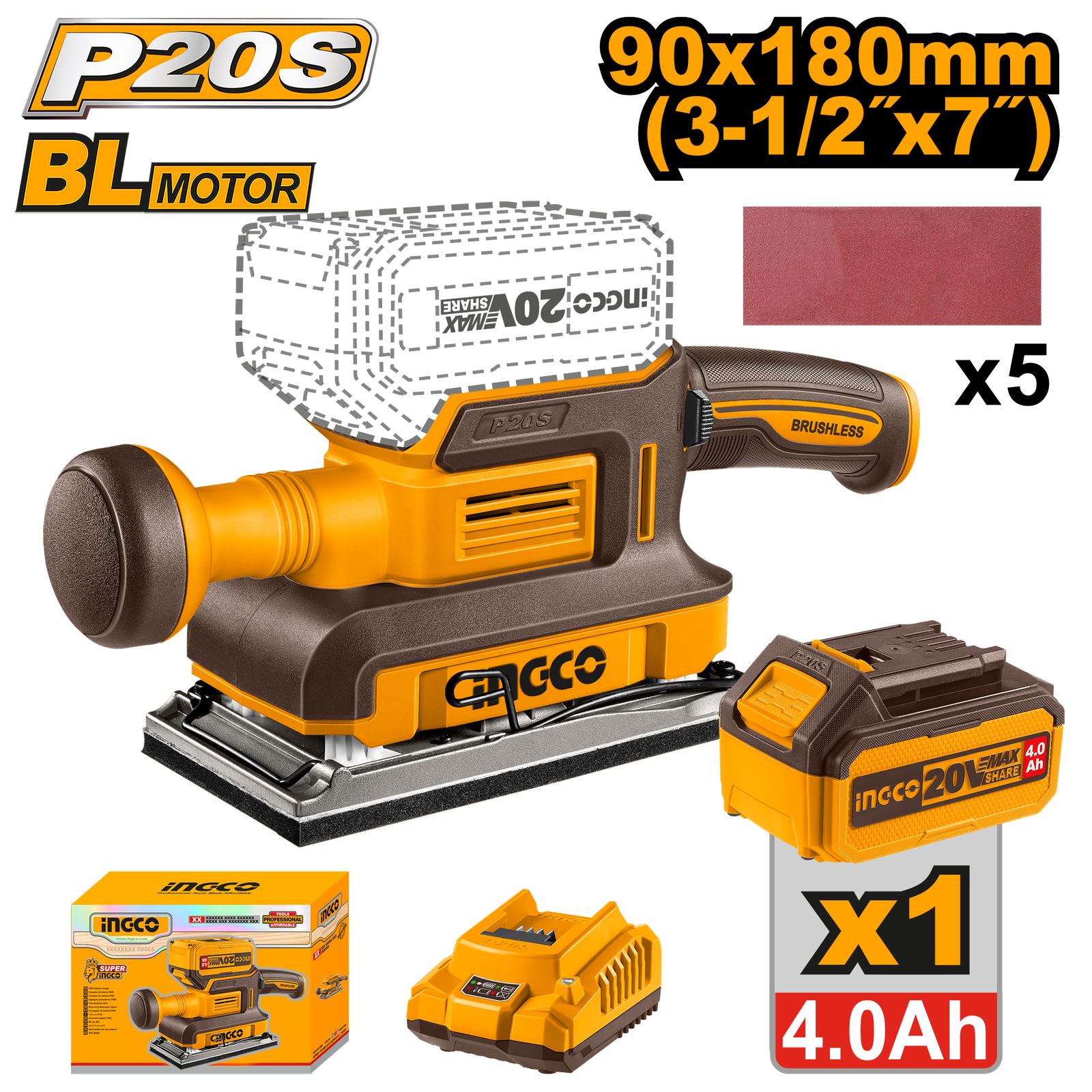 CFSLI20311.png CFSLI20311 (Cordless finishing sander 20V 90x180mm + Battery - P1C6) - Image 1
