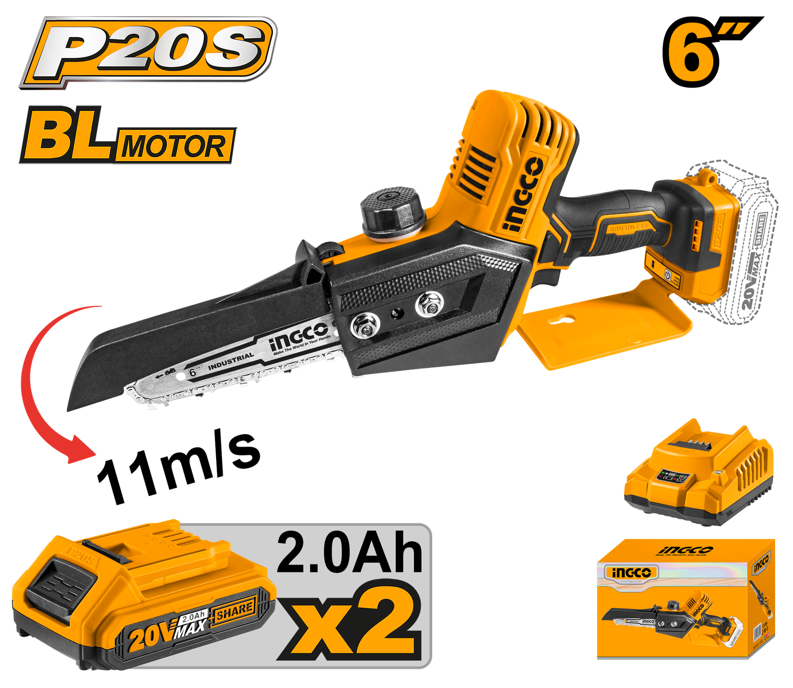 CGSLI20682.png CGSLI20682 (Cordless Mini Chainsaw 20v - 6" - C5) - Image 1