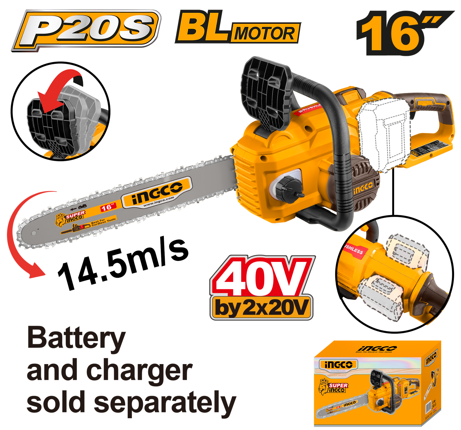CGSLI40168-1.png CGSLI40168 (Lithium-Ion chain saw 40V 16" - C2) - Image 1