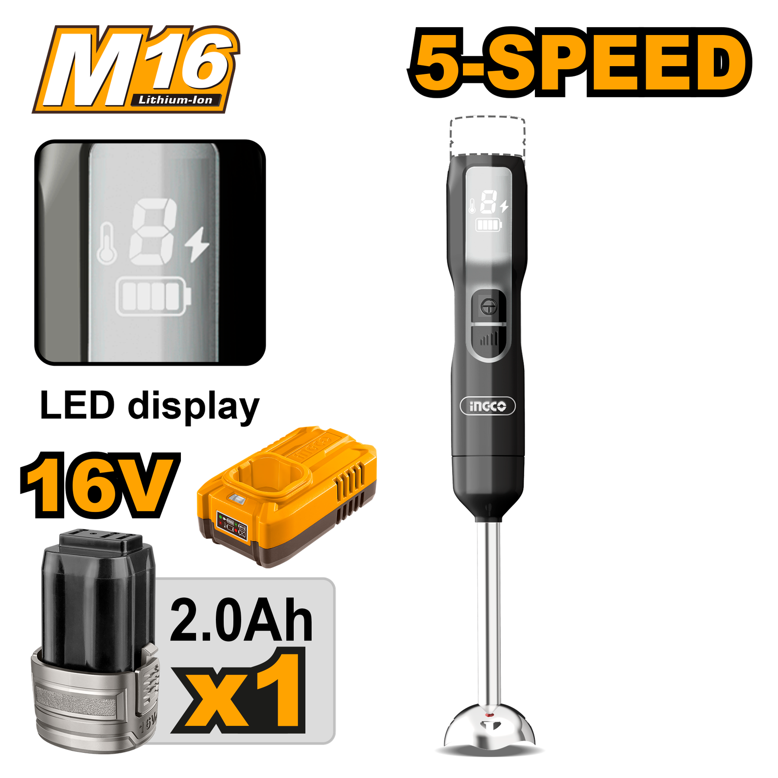 CHB048K.png CHB048K (Cordless hand blender 16V + Battery - P1C10) - Image 1