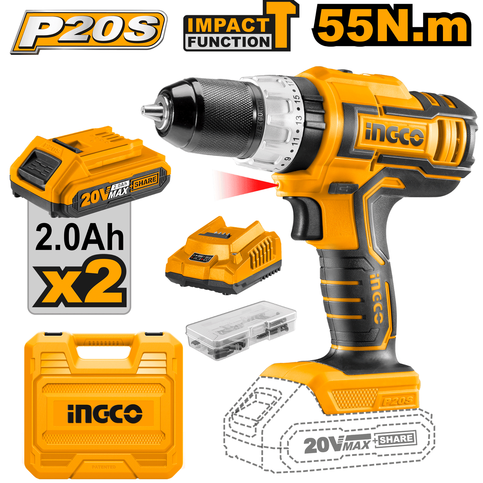 CIDLI20031-1.png CIDLI20031 (Cordless Drill 20v with BMC - C5) - Image 1