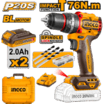 CIDLI20768 (Cordless Impact Drill 20V 76Nm + 2 Battery - P1C5)