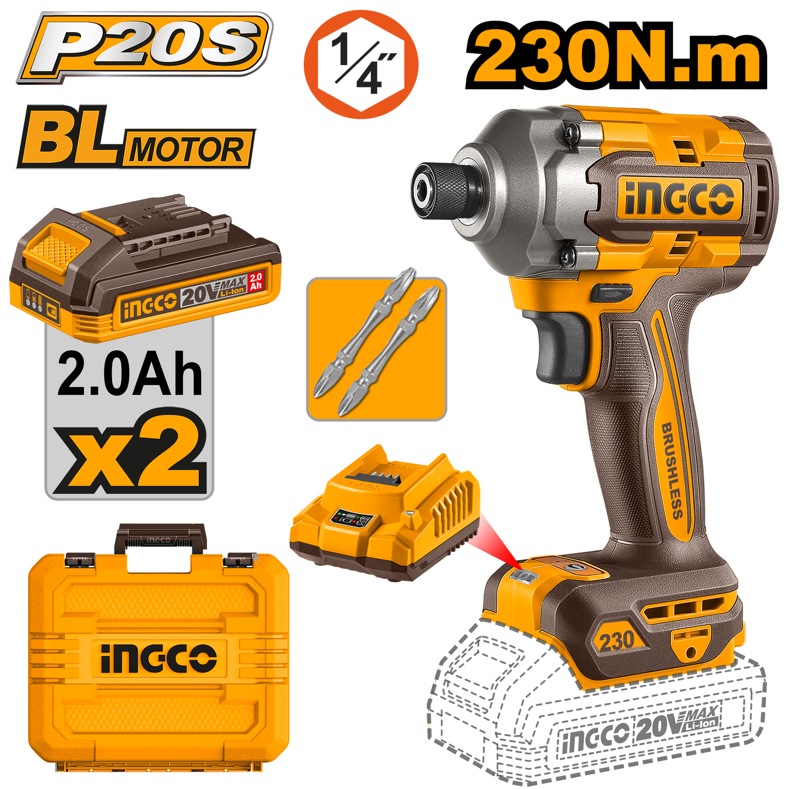 CIRLI2023.png CIRLI2023 (Cordless impact driver 20V 230Nm + 2 Battery - P1C5) - Image 1