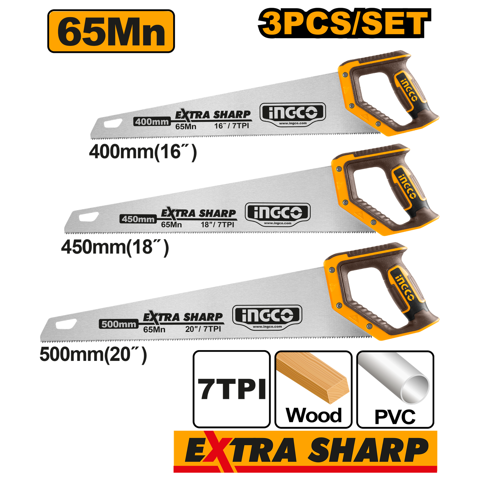 COS23093.png COS23093 (Hand saw 3pcs set 16" 18" 20" - P2C8) - Image 1