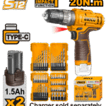 COSLI23114 (Cordless impact drill 12V + 2 Battery + Accessories - P1C8)