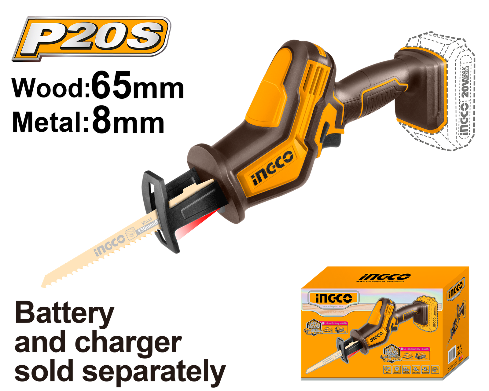 CRSLI6508.png CRSLI6508 (Cordless reciprocating saw 20V - P1C10) - Image 1