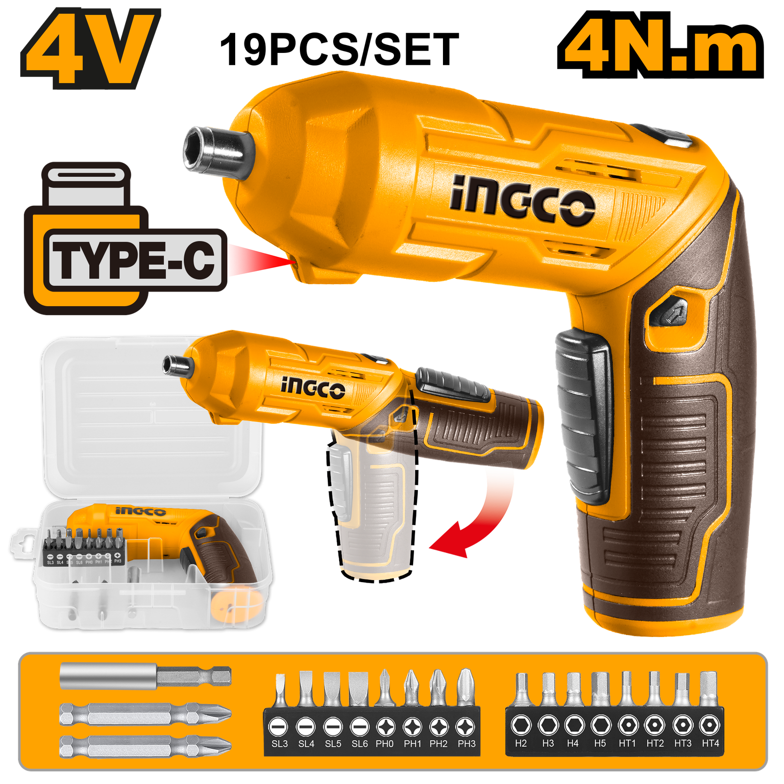 CSDLI0442.png CSDLI0442 (Cordless screwdriver 4V 4Nm 19pcs set - P5C20) - Image 1