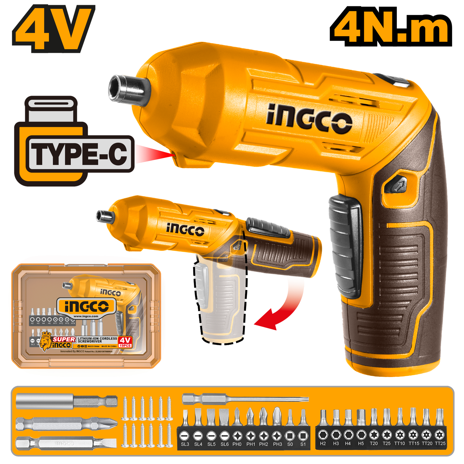 CSDLI04425.png CSDLI04425 (Cordless screwdriver 4V 4Nm 24pcs set - P5C20) - Image 1