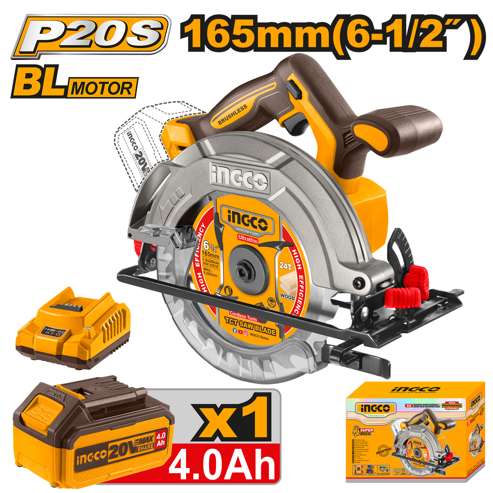 CSLI16521.png CSLI16521 (Cordless circular saw 20V 6.5" + Battery - P1C4) - Image 1