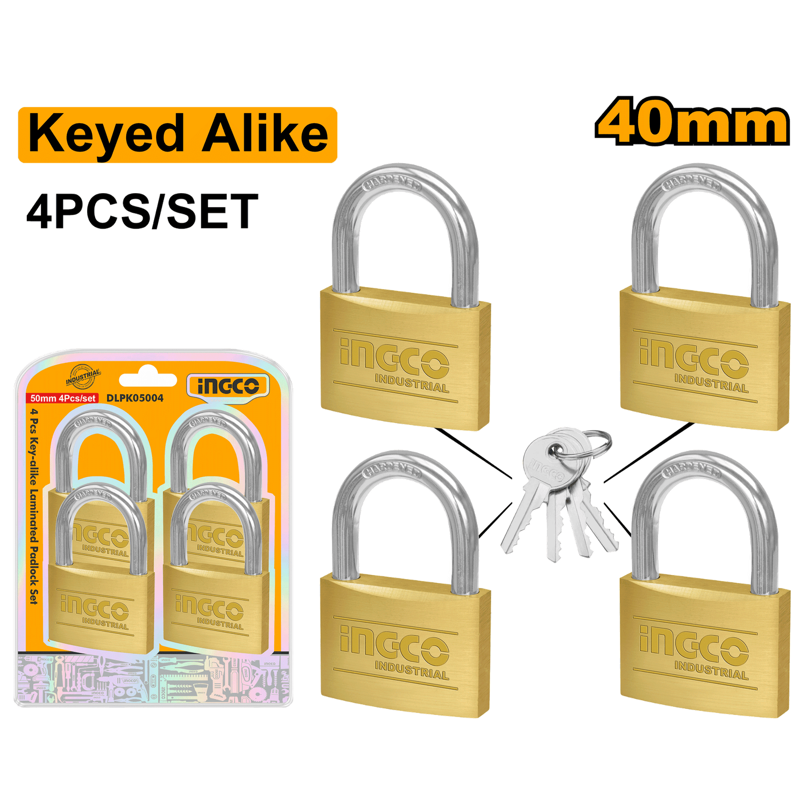 DBPLK4402.png DBPLK4402 (4Pcs key-alike brass padlock set 40mm - C24) - Image 1