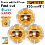 DMD012308 (3 Pcs dry diamond disc set 9"x12mm - P1C5)