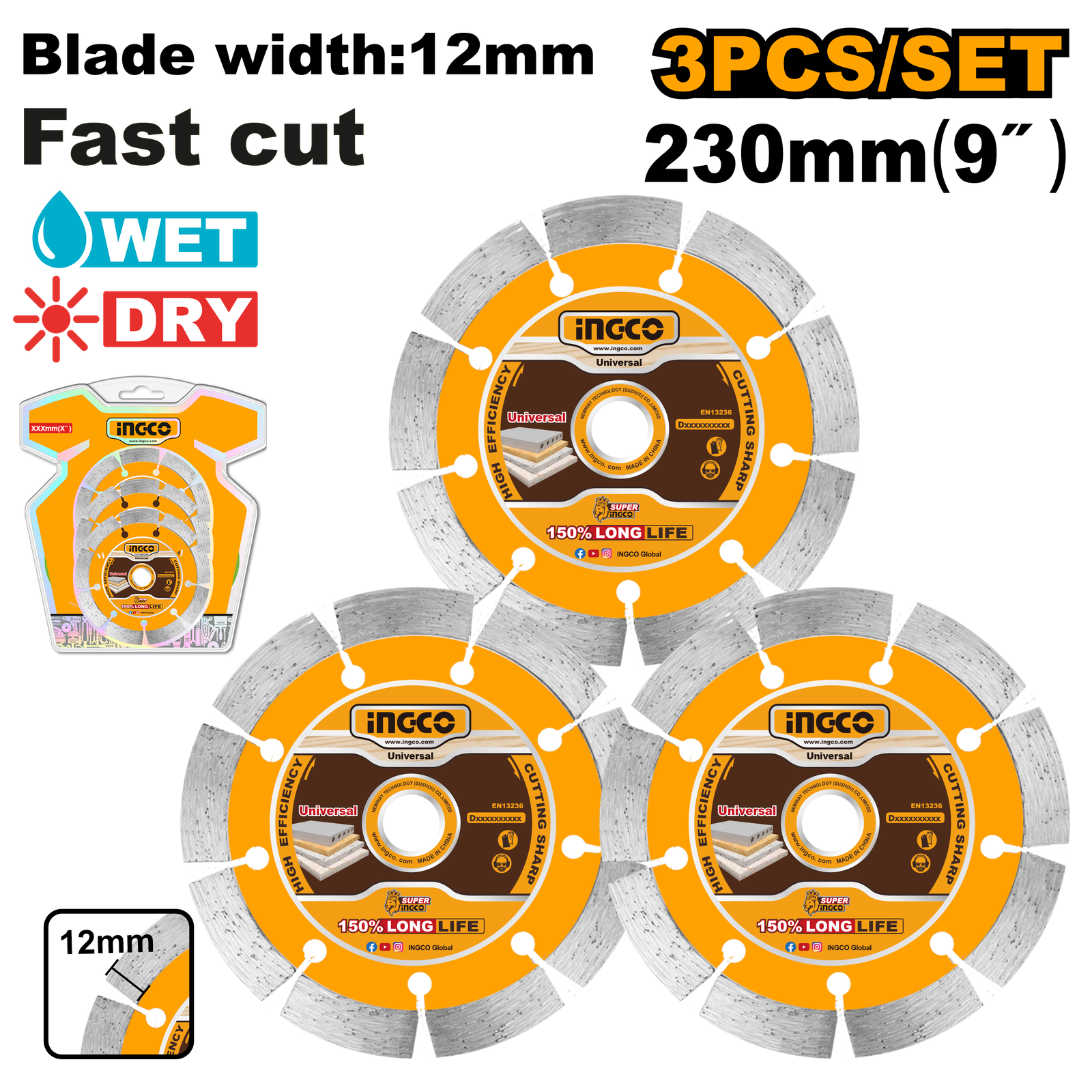 DMD012308.png DMD012308 (3 Pcs dry diamond disc set 9"x12mm - P1C5) - Image 1
