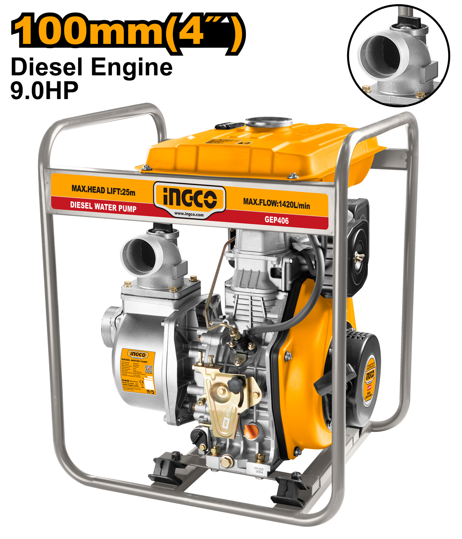 GEP406.png GEP406 (Diesel water pump 4" 8.3HP - P1C1) - Image 1