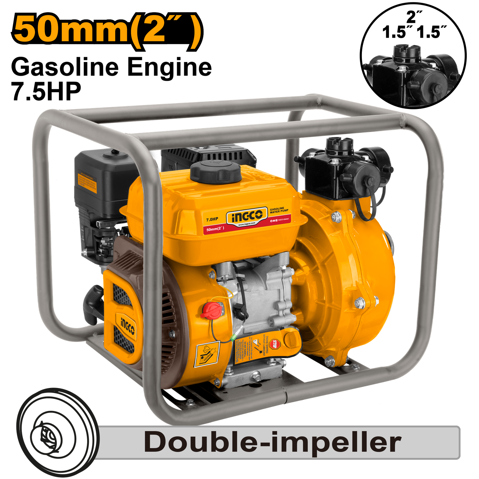 GWP201H.png GWP201H (Gasoline high pressure water pump 2" 7.5HP - C1) - Image 1
