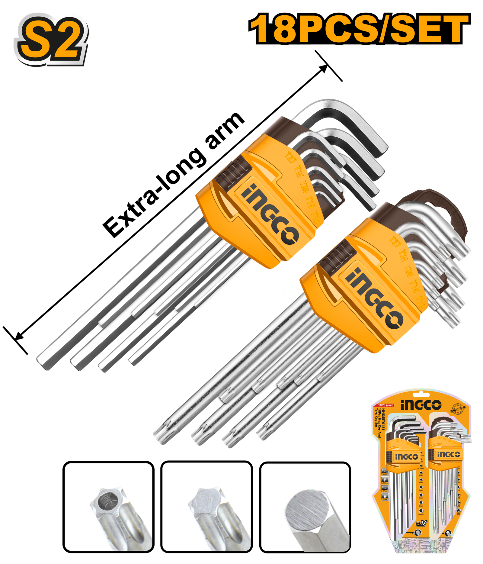 HHKSET0181-1.png HHKSET0181 (18 Pcs hex key and torx key set - P6C24) - Image 1
