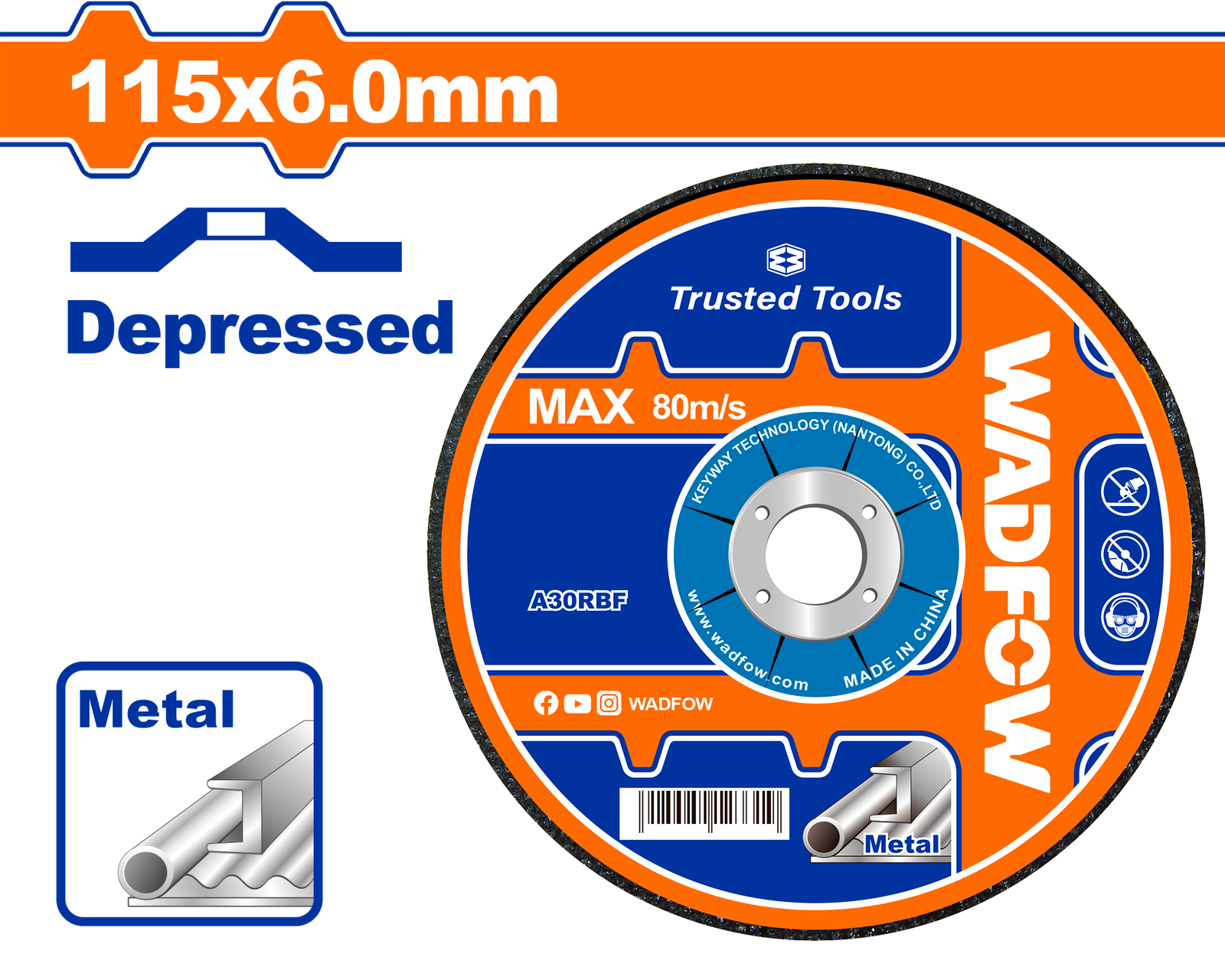 WAC1347.png WAC1347 (Wadfow Abrasive metal grinding disc 4.5"x6mm - P20C80) - Image 1