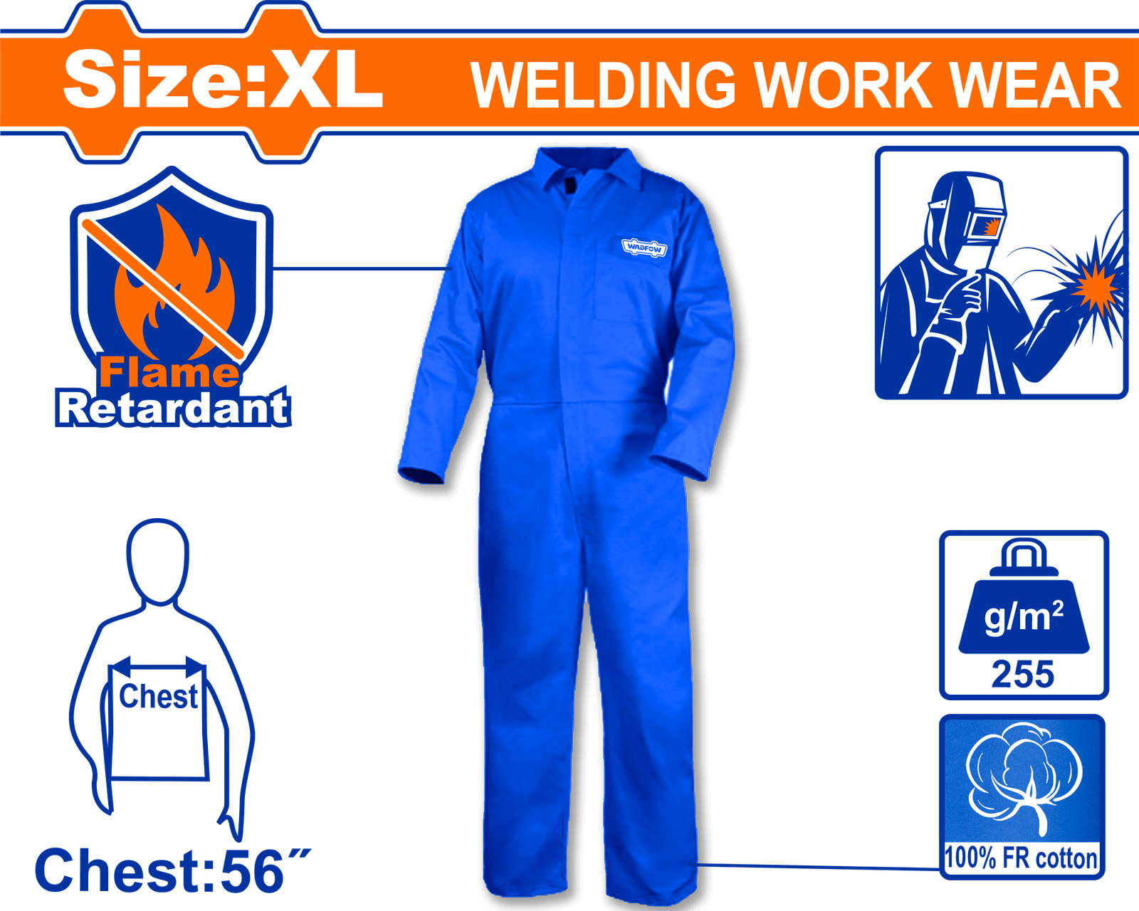 WAU0102.XL_.png WAU0102.XL (Wadfow Flame-retardant coverall XL - P1C15) - Image 1