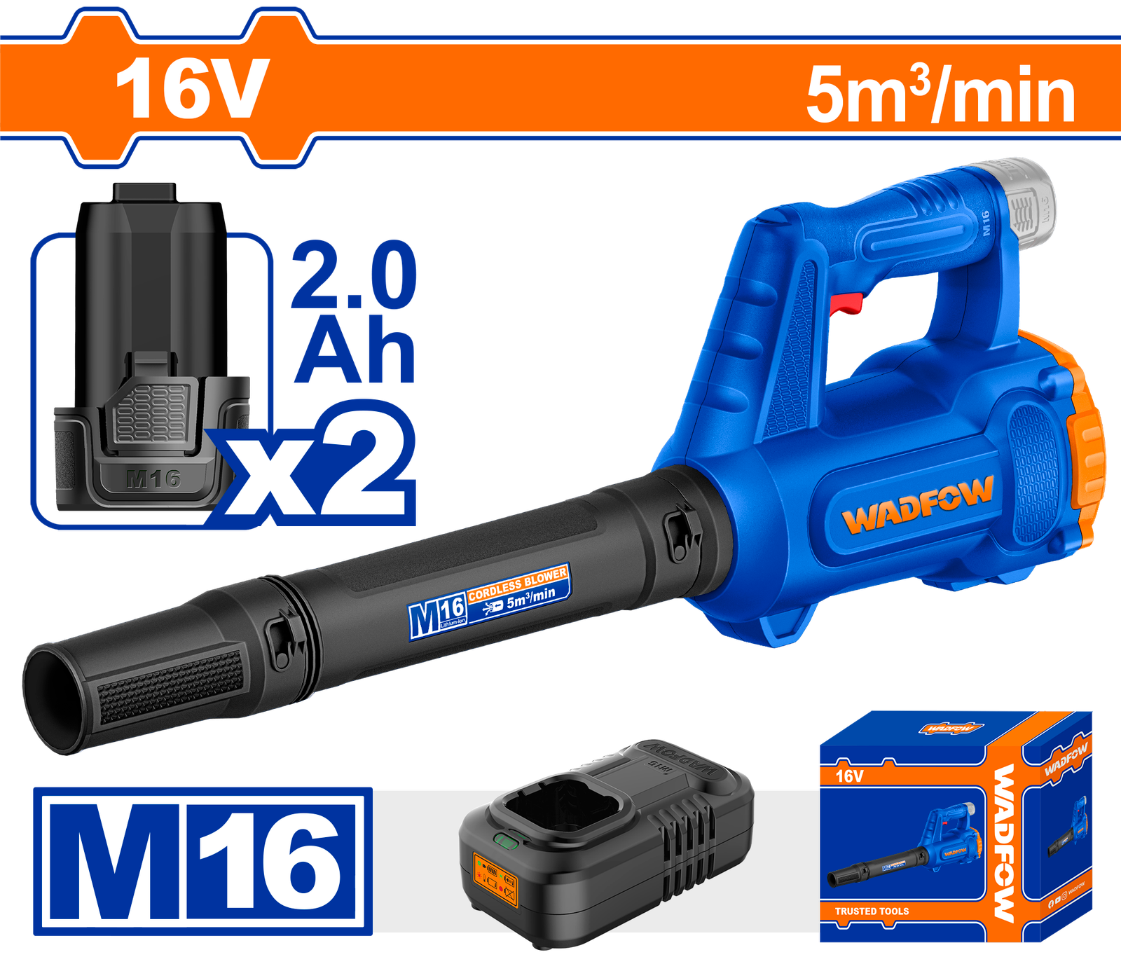 WBLP16182.png WBLP16182 (Wadfow Cordless blower + 2 batteries 16V - C2) - Image 1
