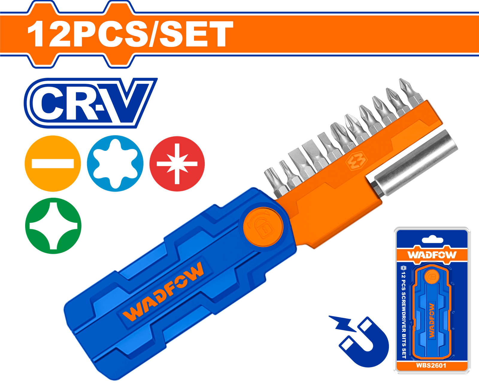 WBS2601.png WBS2601 (Wadfow 12 Pcs screwdriver bits set - C100) - Image 1