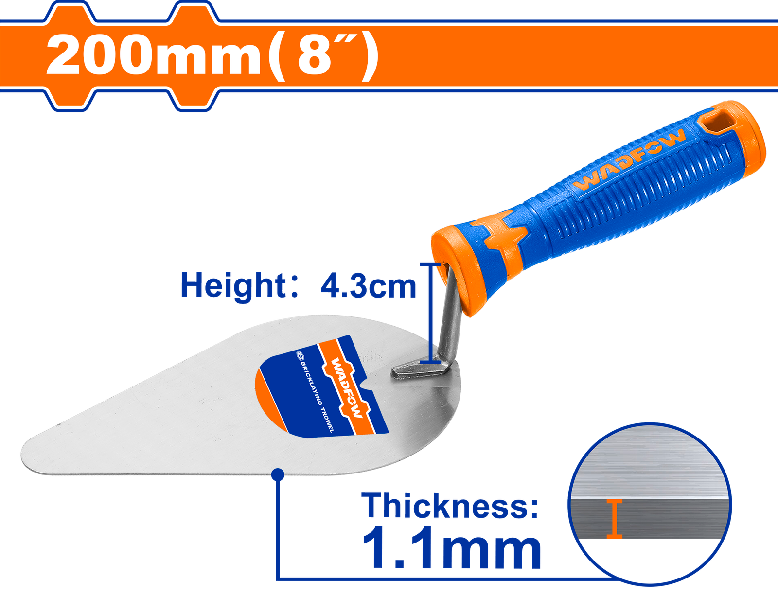 WBT8308.png WBT8308 (Wadfow Bricklaying trowel 8" - P12C48) - Image 1