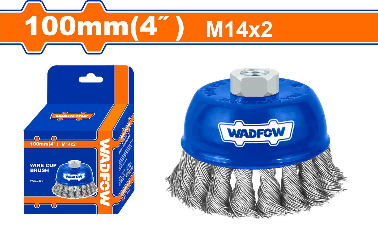 WCE2402.png WCE2402 (Wadfow Wire cup brush 4" hard - C60) - Image 1