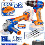 WCK20273 (Wadfow 20V Cordless angle grinder 950W 4.5" + impact drill 62Nm + 2 Battery - P1C4)