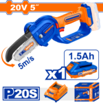WCLP552 (Wadfow Cordless pruner saw 20V 5" + Battery - old)