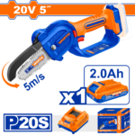 WCLP556 (Wadfow Cordless pruner saw 20v 5" + Battery - P1C6)