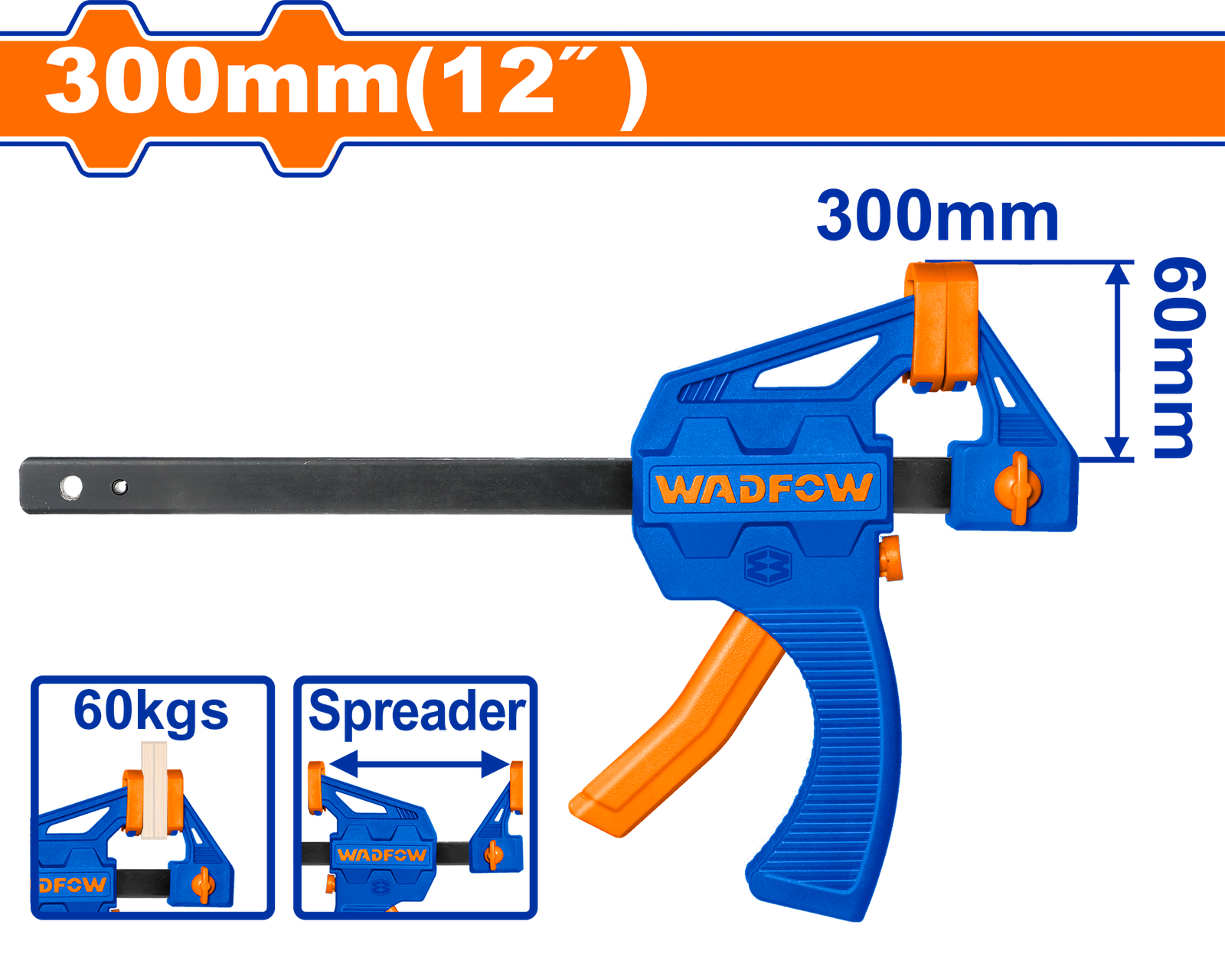 WCP4312.png WCP4312 (Wadfow Quick bar clamp 12" - P6C24) - Image 1