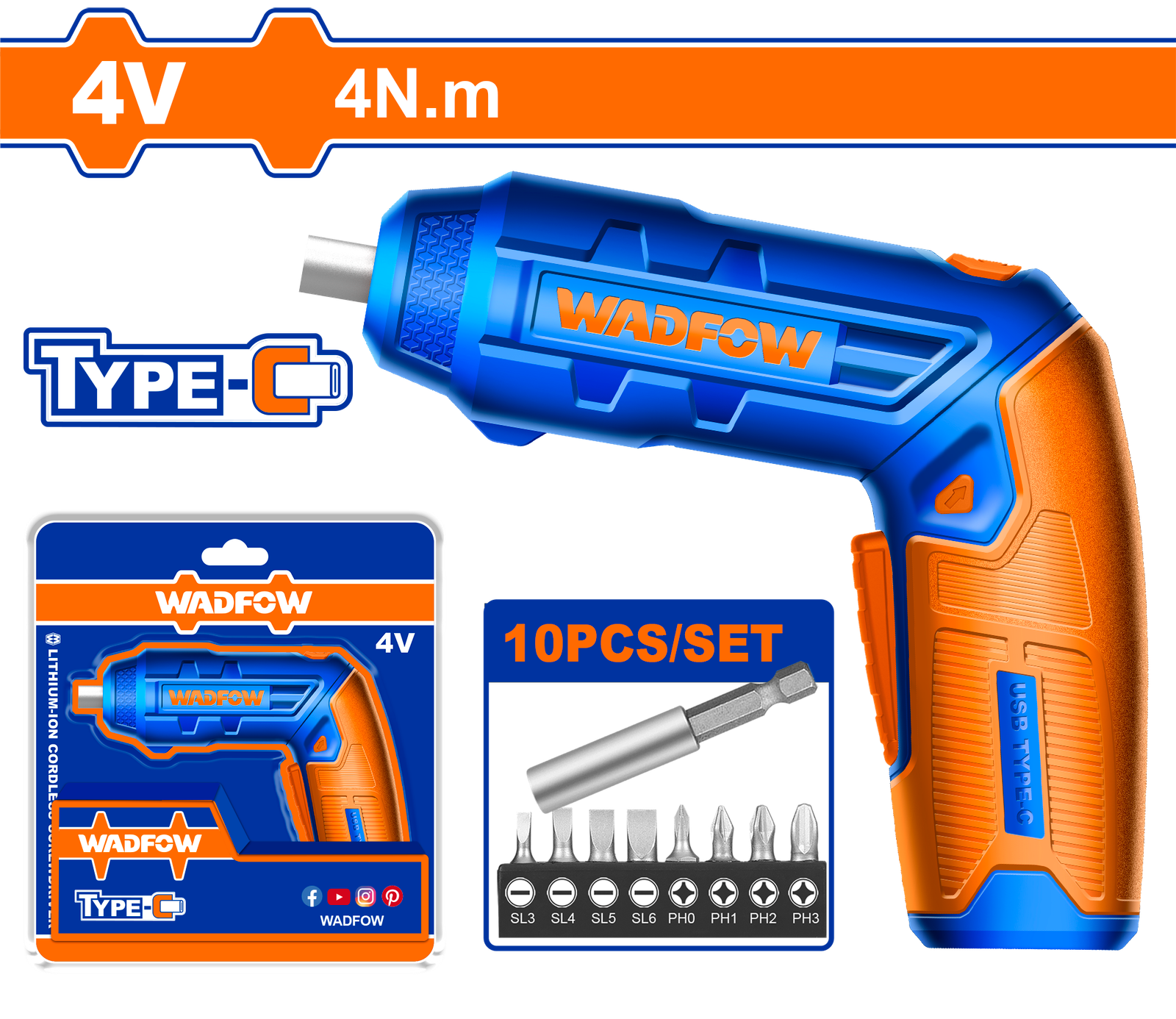 WCV4415.png WCV4415 (Wadfow Lithium-Ion cordless screwdriver 4V - C20) - Image 1