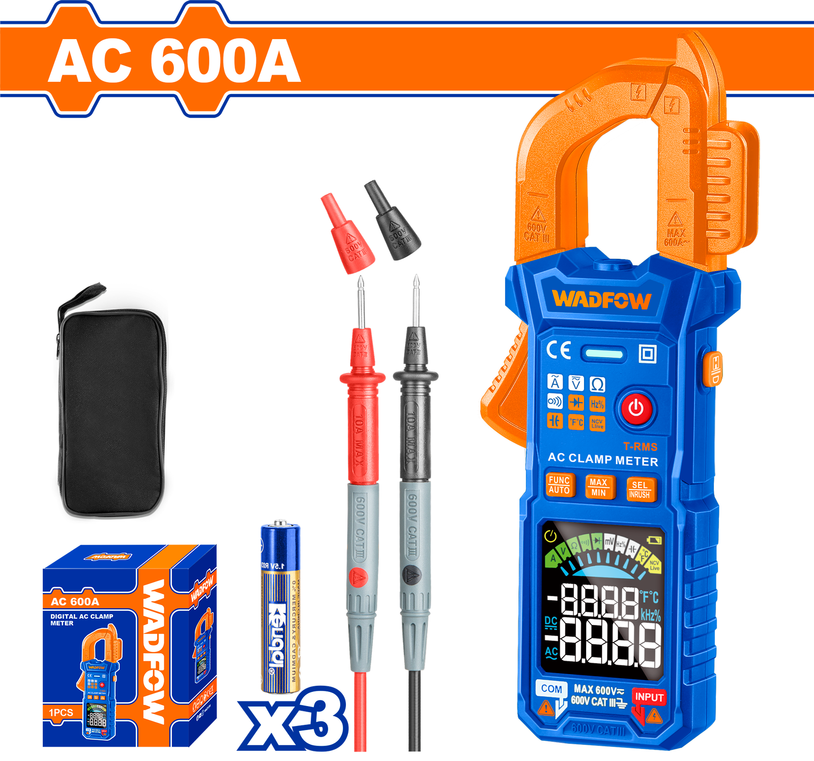 WDM6505.png WDM6505 (Wadfow Digital AC clamp meter 6000 Count - C20P5) - Image 1