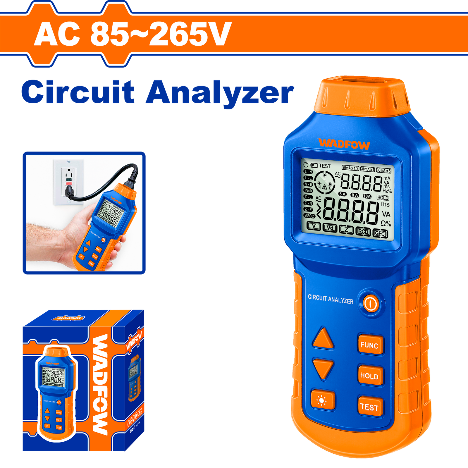 WDM9502.png WDM9502 (Wadfow RCD/LOOP tester 85-265V - C30P5) - Image 1