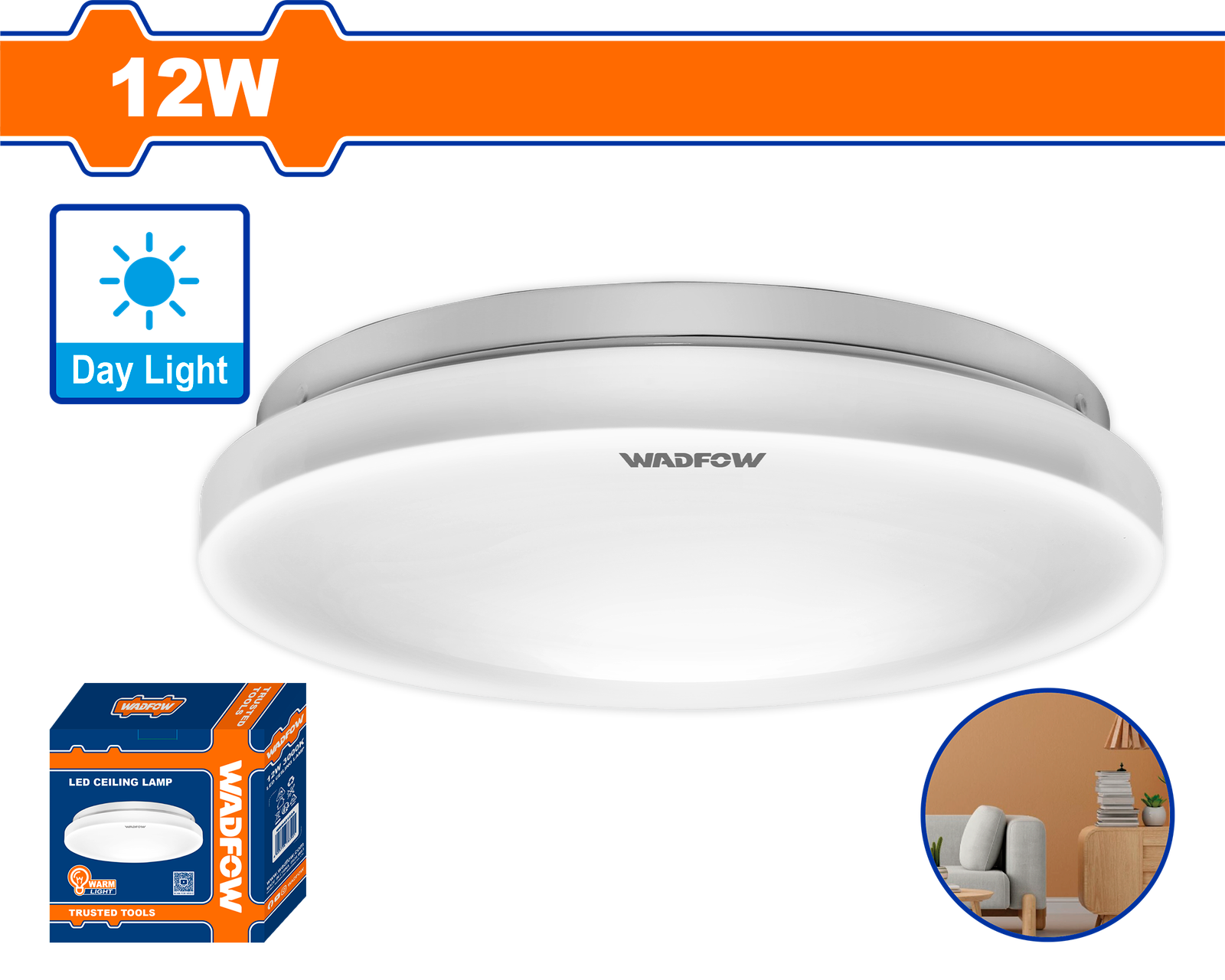WDN45121A.png WDN45121A (Wadfow LED ceiling lamp 12W Warm Light - P1C10) - Image 1