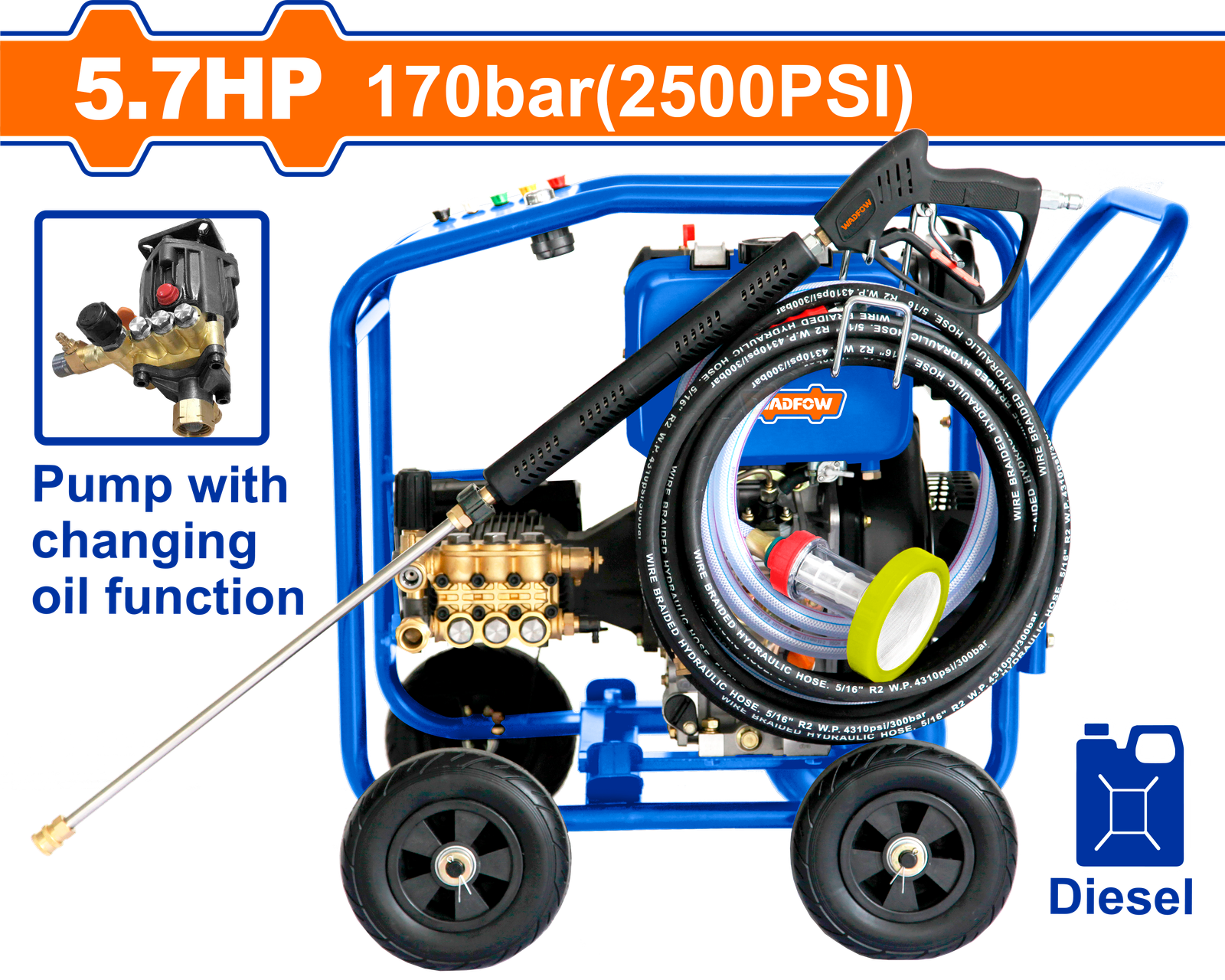WDPS1A25.png WDPS1A25 (Wadfow Diesel high pressure washer 170Bar - P1C1) - Image 1