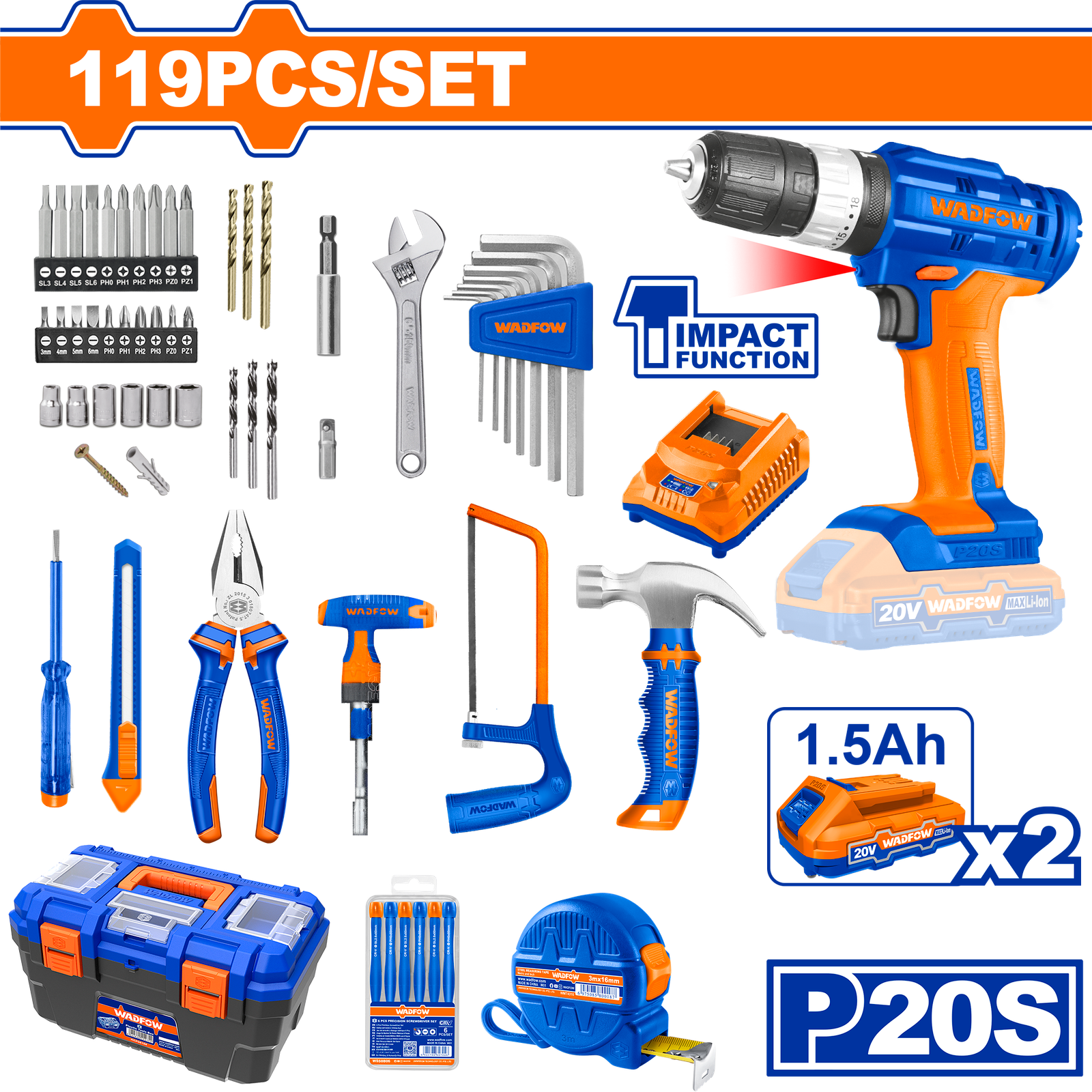 WDT1B119.png WDT1B119 (Wadfow 119 Pcs Tools set - C6) - Image 1
