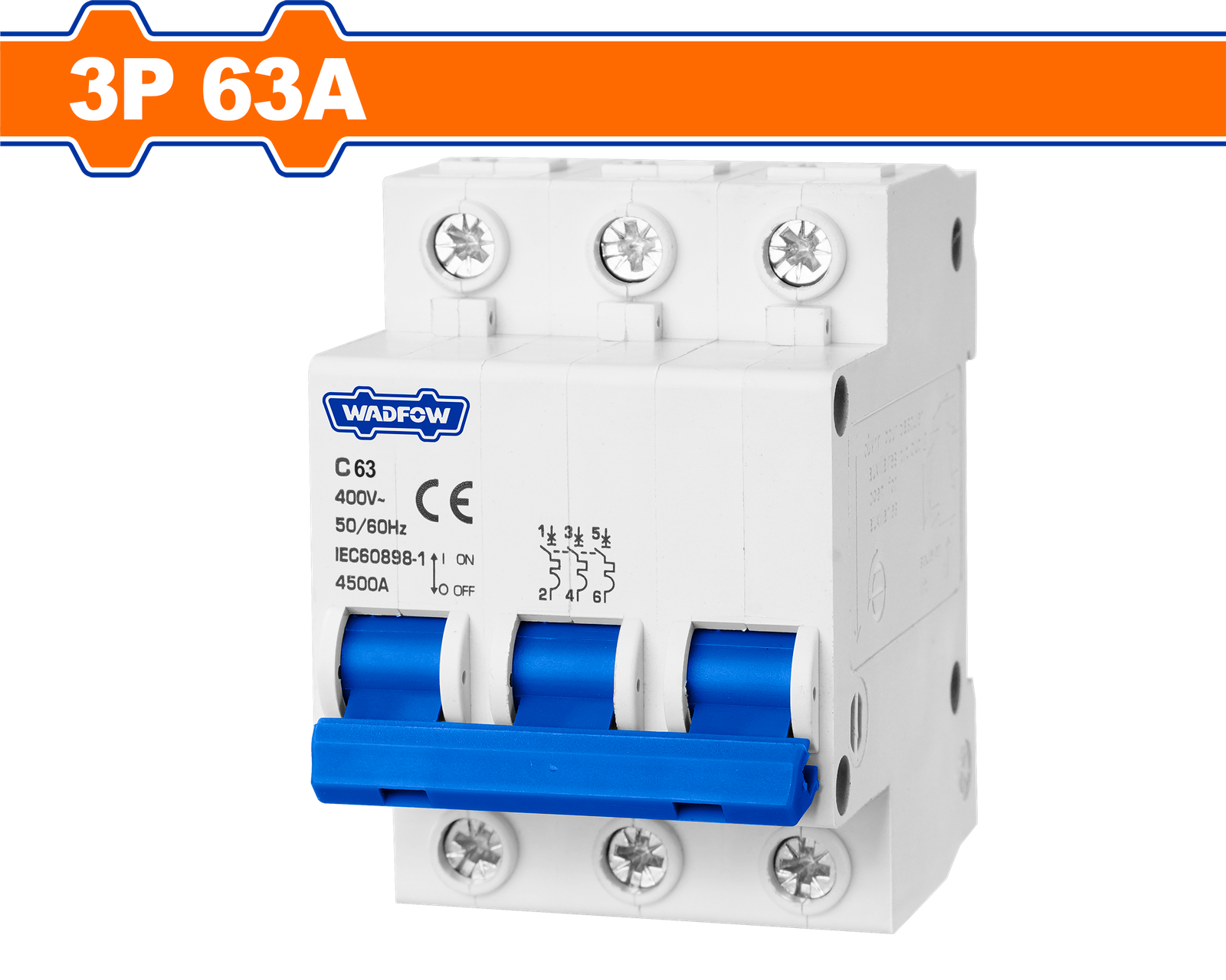 WDU3563.png WDU3563 (Wadfow Circuit breaker 3P 63A - P4C40) - Image 1