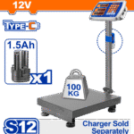 WEC1302 (Wadfow Cordless scale 12V 100kg + Battery - P1C1)