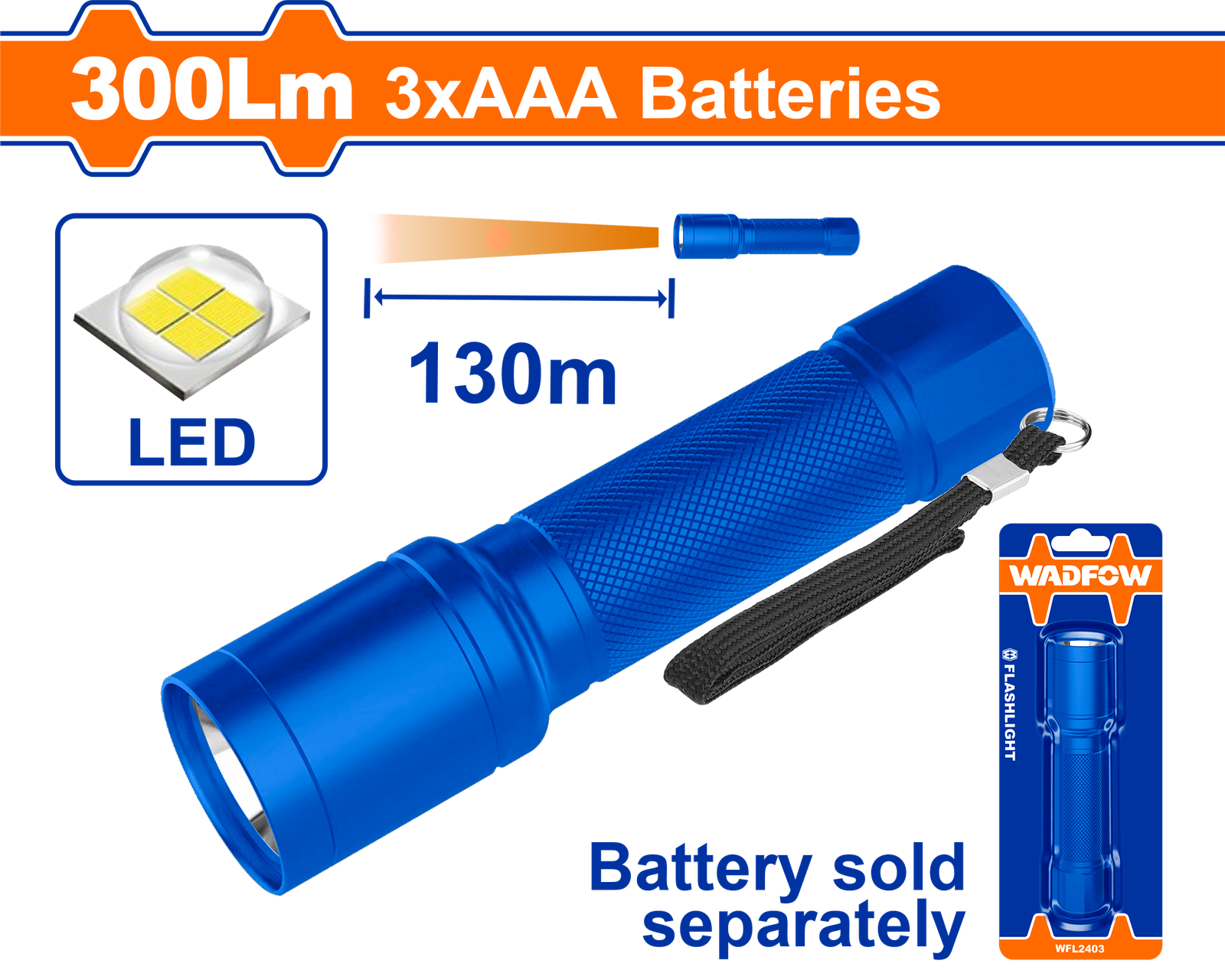 WFL2403.png WFL2403 (Wadfow Flashlight 300lm - C36) - Image 1