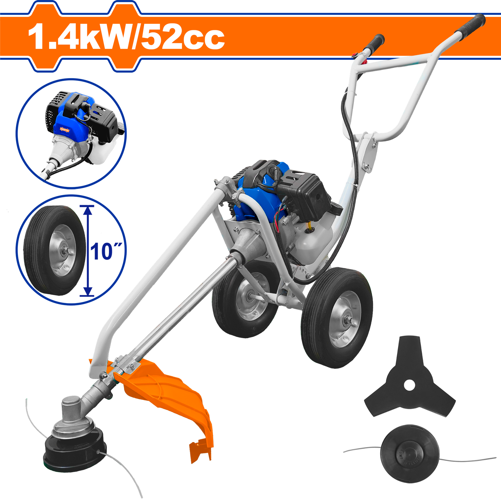 WGM3A52.png WGM3A52 (Wadfow Hand push gasoline grass trimmer and bush cutter 52cc - P1C1) - Image 1