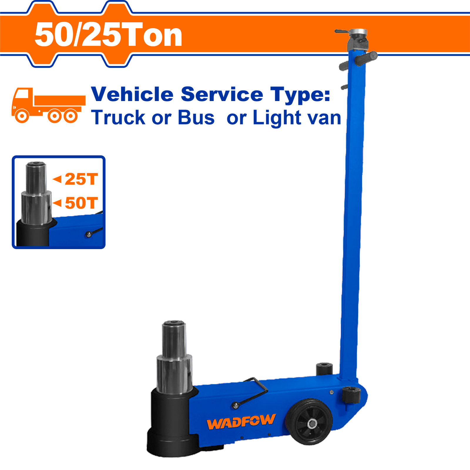 WHJ2A50.png WHJ2A50 (Wadfow Pneumatic hydraulic jack 50/25Ton - P1C0.5) - Image 1