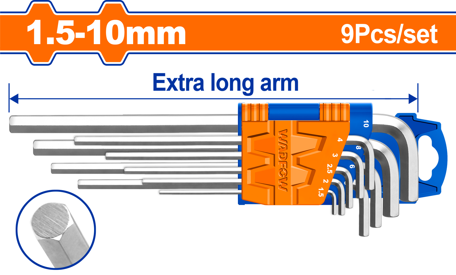 WHK1292.png WHK1292 (Wadfow Hex key 9 pcs Extra-long arm - P6C48) - Image 1