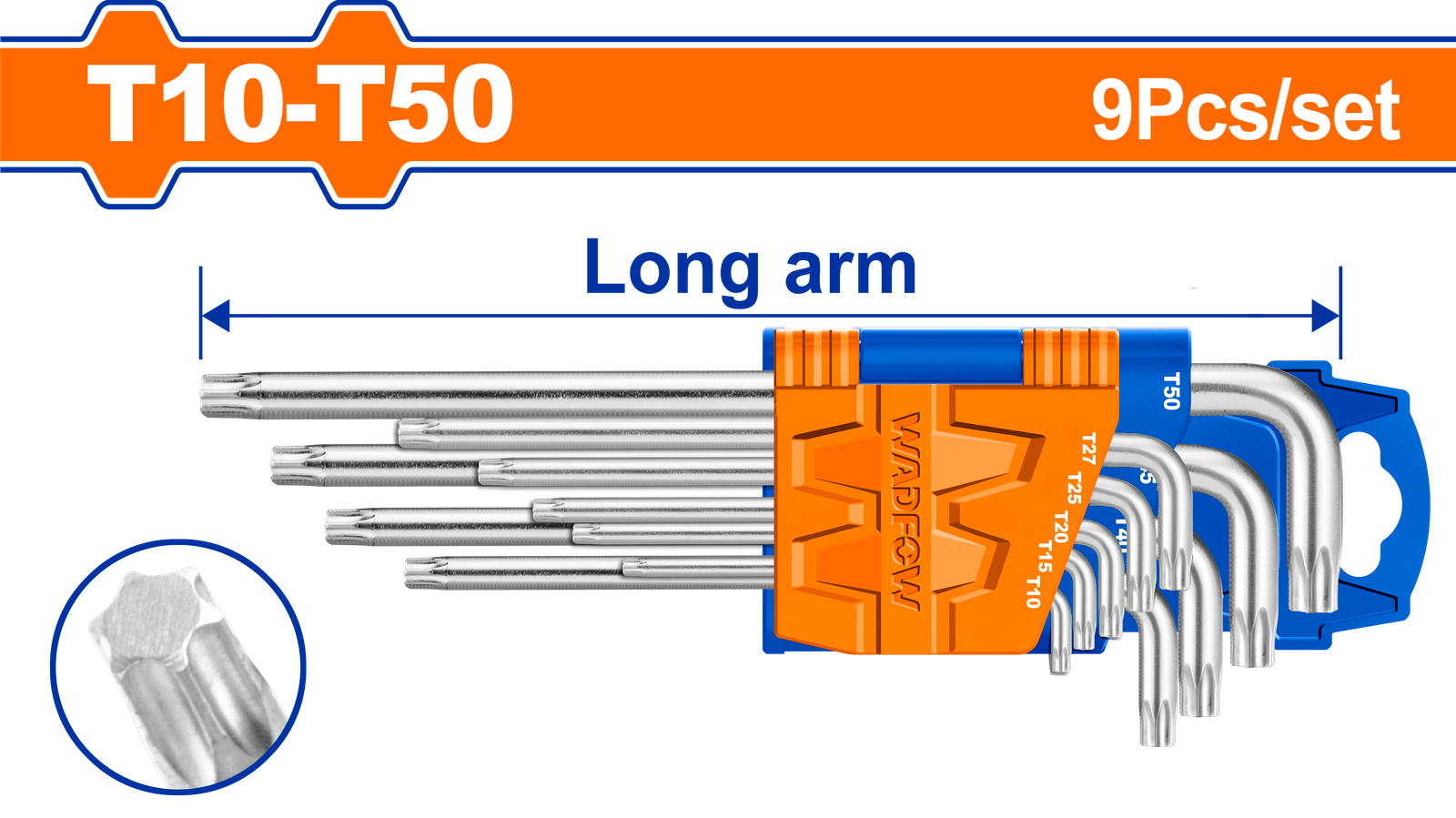 WHK3291.png WHK3291 (Wadfow Torx key set 9pcs - P6C48) - Image 1
